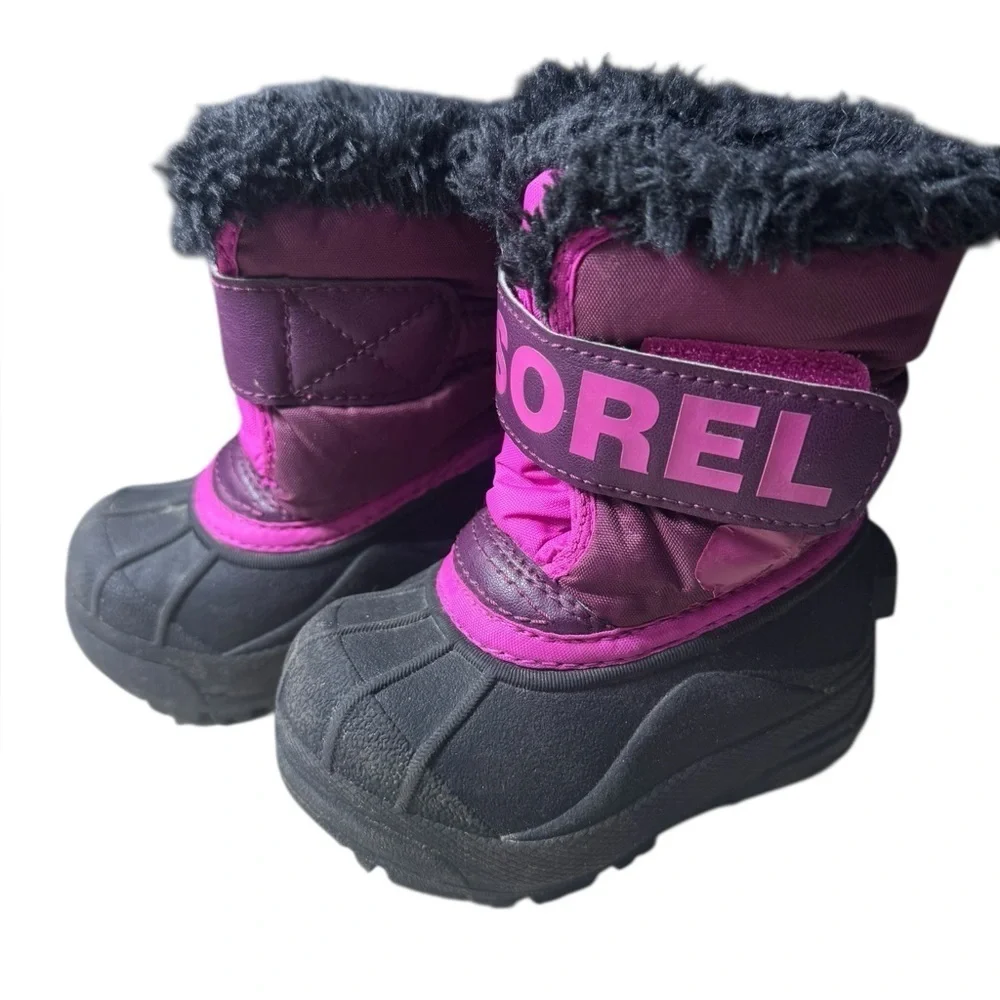 Sorel toddler Snow Commander Kids Snow Boot black/Groovy Pink US 5
